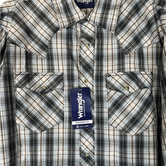 NWT Wrangler Mens Plaid Print Long Sleeve Snap  Wester Shirt Size XL - Picture 5 of 9